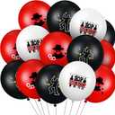 Liliful 60 Pcs Top Secret Spy Theme Balloon Detective Decoration Latex Red and Black Balloons Agent Spy Party Decorations Detective Themed Birthday Party Supplies(Classic)