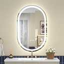 SMIROR Oval Backlit LED Bathroom Mirror, 24x36 Pill-Shaped Lighted Vanity Mirror with Lights for Wall, Dimmable, 3 Colors Lighting, Anti-Fog, Memory Function (Horizontal/Vertical)