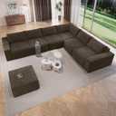 Vesgantti 143.7" Oversized Boneless Modular Couch, Modern 6 Seater Sectional Sofa with Ottoman & Deep Seat, Convertible Chenille Cloud Couches for Living Room, No Assembly Required, Dark Brown