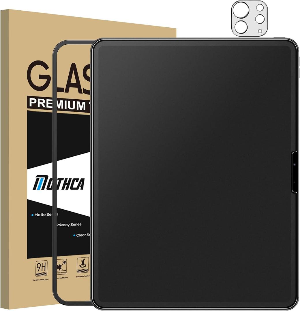 Mothca Matte Glass Screen Protector for iPad Pro 11-inch M4 2024 (5th Gen) + Camera Lens Protector with Installation Frame, Anti-Glare & Anti-Fingerprint Tempered Glass, Smooth as Silk, Case Friendly