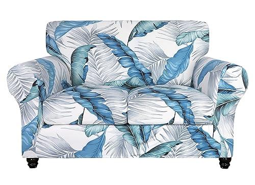 SearchI Stretch Sofa Cover Printed Couch Cover, Floral Pattern 3 Pieces Loveseat Slipcover with 2 Separate Cushion Cover, Washable Furniture Protector for Living Room(Loveseat, Summer Pattern)
