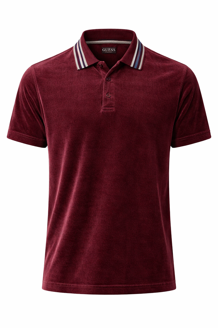 Guess Mens Parker Velour Stripe Polo, Medium