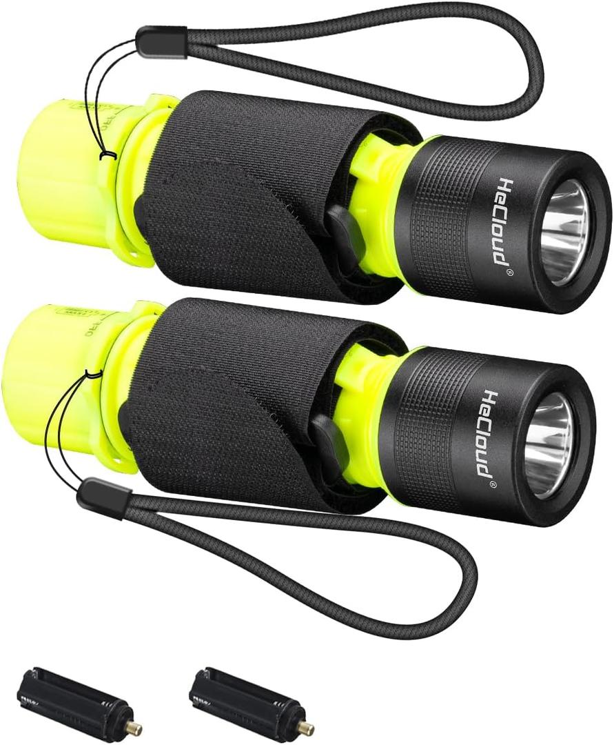 Dive Light Scuba Flashlight 2 Pack IPX8 Waterproof 3 Modes, 5.71*1.38 inches