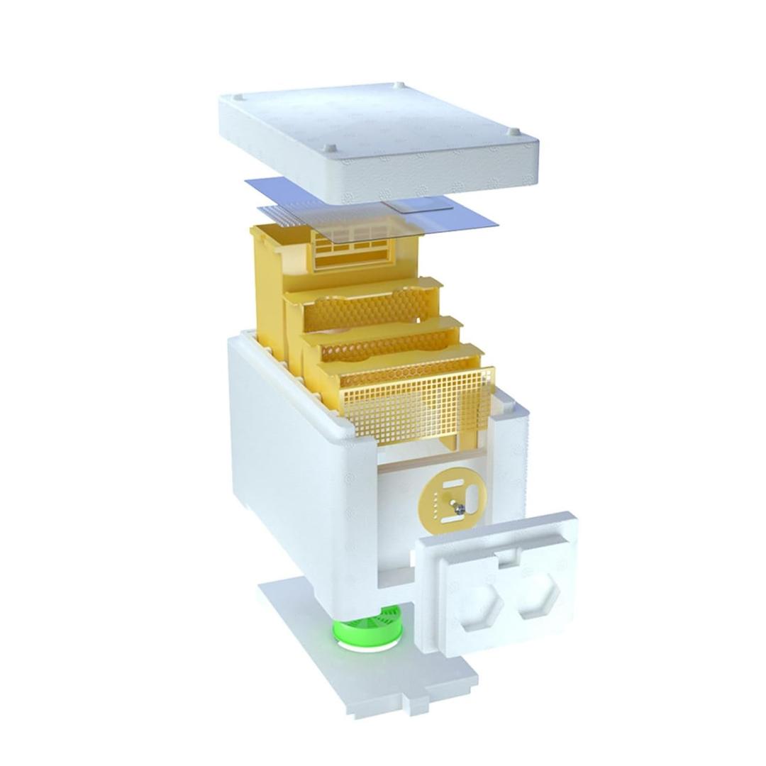 BeeSmart Mini Queen Mating Nuc Box, 120kgs/m High Density Foam Beehive Kit with 3 Plastic Frames & Feeder, Essential Beekeeping Supplies