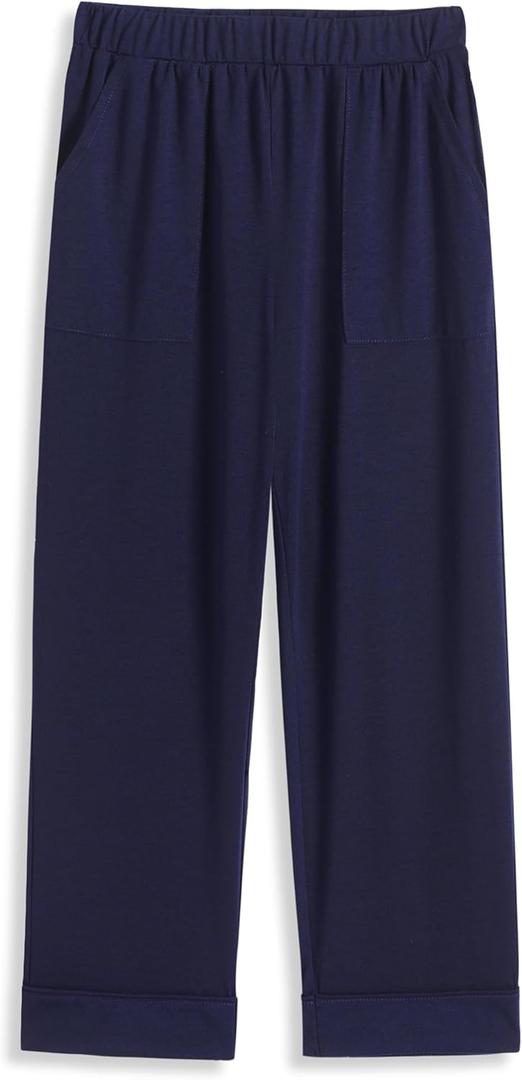 Arshiner Boys Pajama Pants Soft Long PJ Bottoms Plaid Lounge Pants for Boys 6-14 Years (9-10 Years, Blue)