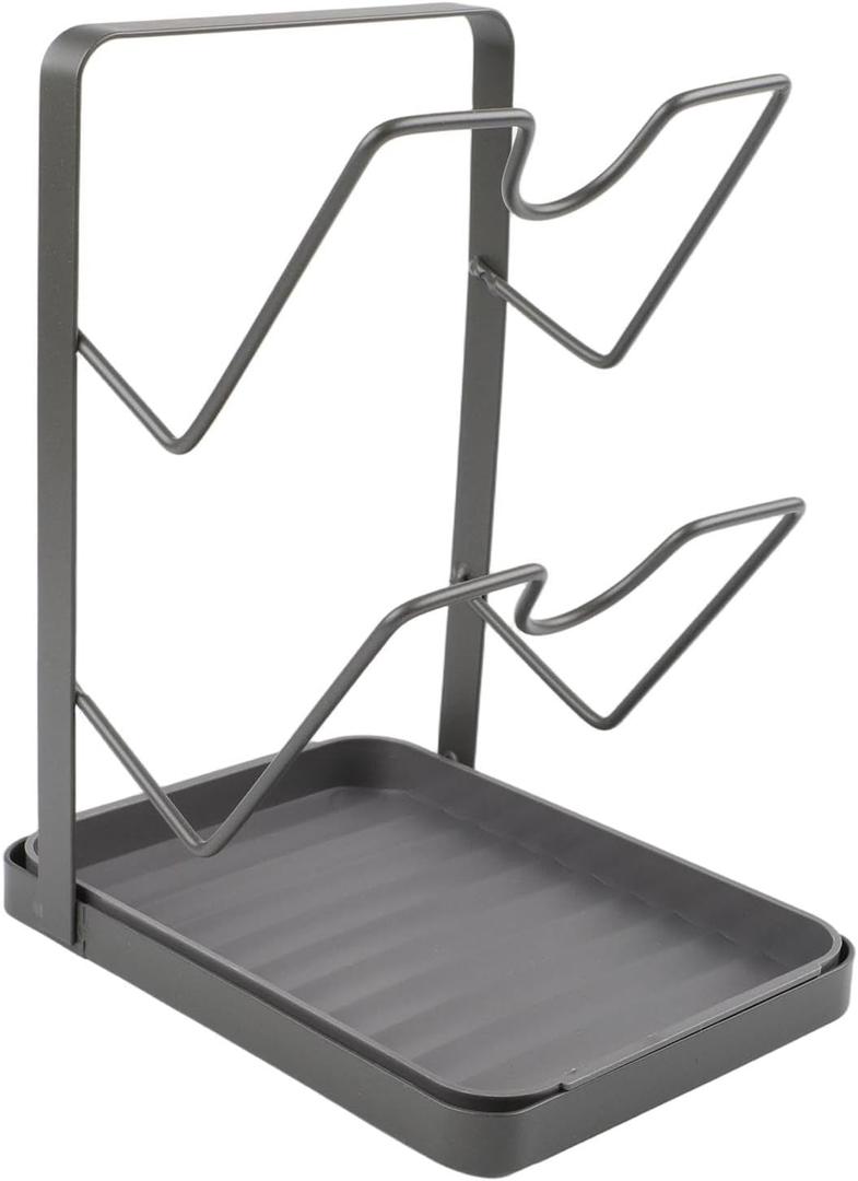 Kitchen Pot Lid Storage Rack, Countertop Pot Lid Holder With Spoon Rest 2-in-1 Pot Lid Holder Sturdy Countertop Lid Holder for Kitchen Space Tidy