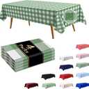 4 Pack Sage Green Checkered Tablecloths, 54×108 Inches Rectangle Plastic Gingham Table Covers, Waterproof Disposable Table Cloths for St Patricks Day, Picnic, Party Decorations
