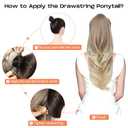 SEIKEA Versatile Drawstring Ponytail Extension, 26" Long Wavy Multi Layered Clip in Ponytail Hair Extensions Stand Up High Fake Pony Tail Soft Natural Synthetic Hairpiece for Women Brown to Blonde