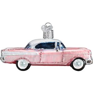 Old World Christmas Glass Blown Ornament Classic Car (46023) , Pink