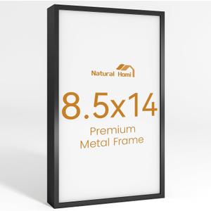 8.5x14 Aluminum Metal Picture Frame,Tempered Glass Black Photo Frame 8.5x14 for Family Photo,Posters,Art,Document to Wall Mount Horizontally or Vertically