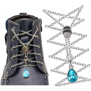 Boots Lace Chain Crystal Shoelace Heavy Duty Sneakers No Tie Lock Shoe Lace 1 Pair-2