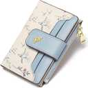 GAEKEAO Small Wallets for Women RFID Blocking Leather Bifold Zipper Pocket Wallet Credit Card Holder with ID Window