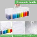 3 Pcs Paint Storage Box for 2 Fl. oz Acrylic Paints, Acrylic Portable Craft Art Organizer with Handle, 30 Bottles Capacity Plastic Art Supply Clear Boxes