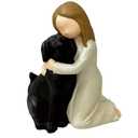 Pet Loss Gift For Dog Lover Girl Hold Dog Statue Resin Friendship Sculpture Figure Passeds Away Dog Memorials Gift