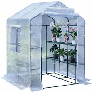 56x55x74 Inch Greenhouse for Outdoors,3 Tier 8 Shelves White, Large