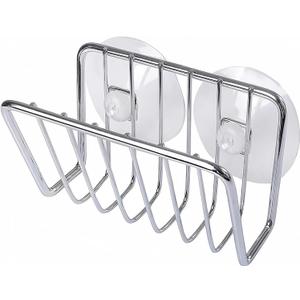 Toplife Sponge Holder for Kitchen Sink, Stainless Steel Suction Cup Sponge Caddy - Silver