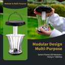 Glass Solar Lantern Outdoor Lights Waterproof, Flickering Flame Solar Lights with Modular Design, Auto On/Off Decorative Hanging Lanterns for Patio Garden Pathway Camping Deck Yard (2 Pack)