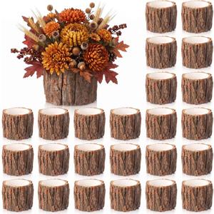 24 Pcs Wooden Vase for Centerpieces Wedding Flower, 4.7 Inch
Fall Table Centerpieces Decor, Rustic Farmhouse Planter Box, Thanksgiving Tree Bark Stump Buckets Pots for Garden Baby Shower