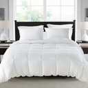 KASENTEX Reversible No-Shrink White Queen Comforter Set with Shams - Stays Fluffy, Ultra Soft, All-Season, Non-Fading Color, Machine Washable Duvet Insert