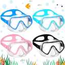 Hoolerry 4 Pcs Kids Nose Goggles Swim Goggles with Nose Cover for 3-8 Tempered Glass Snorkel Dive Mask Anti Fog with Elastic Strap No Leak Swimming Mask for Summer Diving Snorkeling