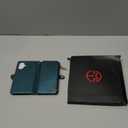 Defencase Compatible with iPhone 16 Case Wallet with RFID Blocking Card Holder for Women Men, Fashion PU Leather Magnetic Snap Flip Zipper Strap Wallet Phone Case for iPhone 16 6.1", Blue Green