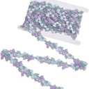 Purple Flower Lace Trim Ribbon Embroidery Applique Edge Lace Lilac Floral Leaf Vintage Embroidered Polyester Ribbons for Sewing Making Bridal Wedding Decor Dresses Embellishment DIY Crafts
