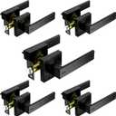 Black Door Handles 5-Pack, Door Knobs Interior, Keyless Privacy Door Lock, Heavy Duty Lever Handle for Bathroom & Bedroom, Reversible for Left Right Handed Doors, Matte Black
