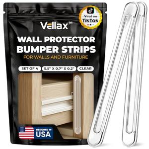 4 Clear Silicone Wall Protector Strips – Self-Adhesive Door Slam Stoppers & Noise Dampening Bumpers for Cabinets, Car, Toilet Lids, Drawers, Shower – 5.5" x 0.7" x 0.2" by Vellax,Set of 5