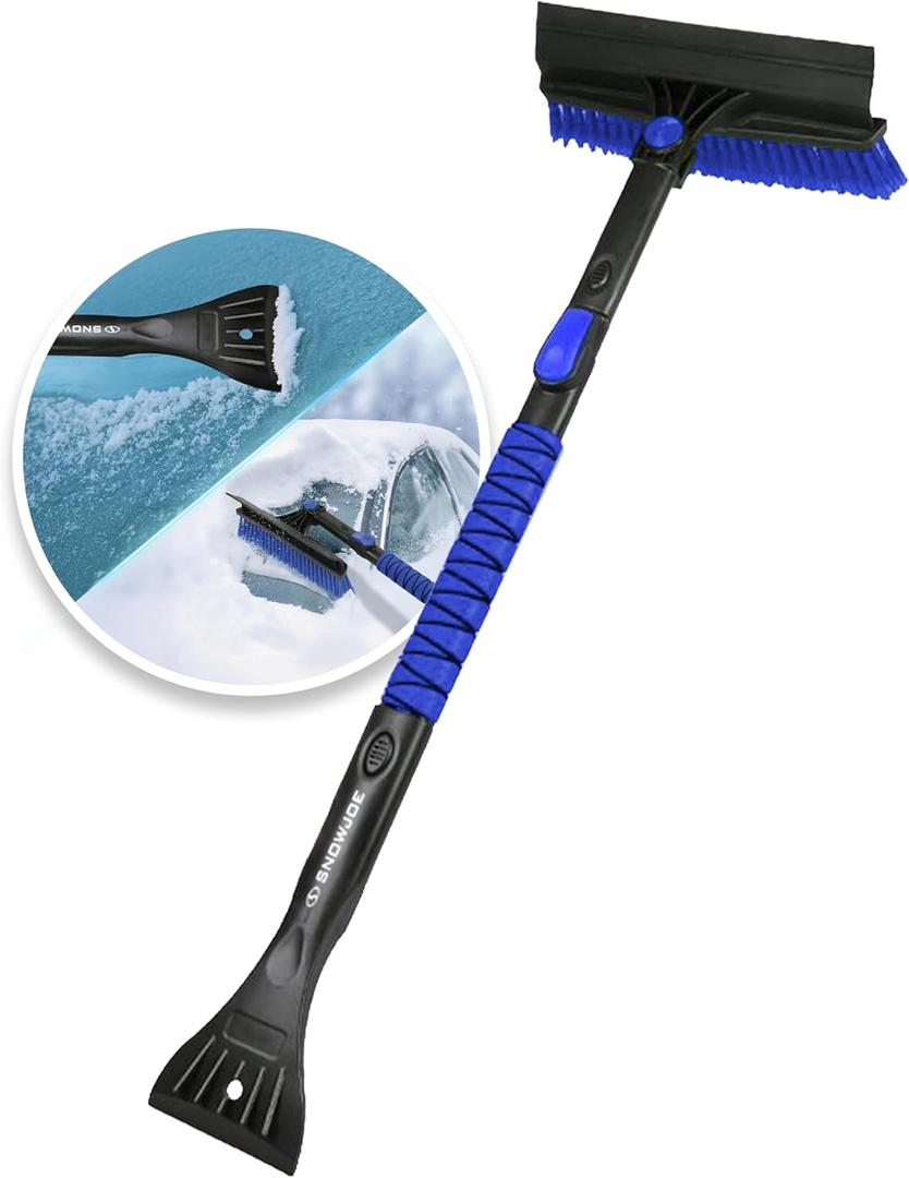 Snow Joe 45" Multi-Purpose Ice Scraper and Extendable Snow Brush for Car Windshield with Foam Grip and 360-Degree Pivoting Brush Head, SJEG-SB45S