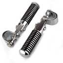 1" (25.4mm) -1.25" (32mm) Motorcycle Highway Engine Crash Bar Guard Foot Pegs Clamp Footrest Mount Rest Rubber For Harley Chopper Bobber Custom (Silver)
