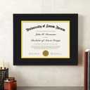 Fxojyvo Black 11 x 14 Diploma Frame Set of 3, Display Document 8.5x11 with Mat or 11x14 Without Mat, Certificate Frame with Black&Gold Mat for Masters Associates Bachelor Degree - 3 Packs