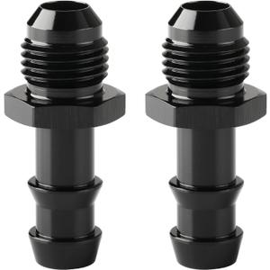 6AN Male Flare to 3/8 Hose Barb Straight Fitting Adapter Aluminum Black 2PCS