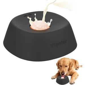 Yipetor Slow Feeder Dog Bowls for Liquid Treat, Entertained Ball-in Bone Broth Dog Lick Bowl, 3/4 Cup Yogurt Pup Lick Toy for Large Medium Small Breeds Dietary Supplement/Post-op Nutrition (black)