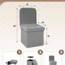B FSOBEIIALEO Velvet Storage Ottoman with Seat Back, Folding Chair for Living Room, Room Organizer Storage Cubes, Toy Chest Storage Box (Grey, Medium)
