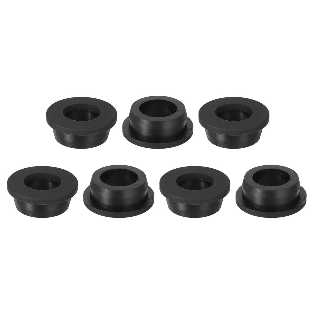 uxcell 7Pcs 3/4" ID, 1-1/8" Drill Hole Rubber Grommets, Top Hat Grommets Firewall Hole Plug Fit 19mm Wire for Vinyl Tubing in Hydroponic Irrigation Systems, Black