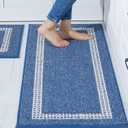 COSY HOMEER Kitchen Rugs Non-Slip 20x30/20x48 Inch Thick Polypropylene Standing Mat for Home Machine Washable, Blue