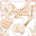 Mepase 100 Pcs White Chair Covers Set with 50 Stretch Spandex Chair Covers 50 Chairs Sashes Bows Universal Fitted Cover Removable Washable for Wedding Party Dining Banquet(White, Champagne Gold)