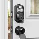 TEEHO TE001K Keyless Entry Door Lock with Handle, Electronic Keypad Deadbolt with 2 Knobs, High-Security Front Door Handle Set for Home & Rental, Smart Auto-Locking, Easy Install, Matte Black