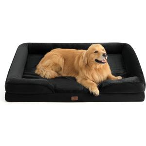Bedsure XXL Orthopedic Dog Bed for Extra Large Dogs - Washable Giant Dog Cat Bed Waterproof, Comfort Dogs Couch Sofa with Washable Removable Cover, Pet Bed with Nonskid Bottom, Black, 52"