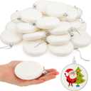 Zubebe 24 Pcs 3.15 Inch Christmas Blank White Ball Ornaments Plastic White Matte Flat Discs Christmas Ornaments Xmas Christmas Tree Hanging Ornament Decorations DIY Crafts Painting Drawing