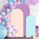 VitalCozy Set of 3 Wedding Arch Cover 4ft, 5ft, 6ft Fabric Arch Backdrop Cover Double Sided Fitted Spandex for Baby Shower Birthday Party Decoration, Frame Not Included(Mermaid Colors)