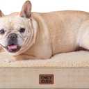 EHEYCIGA Orthopedic Medium Dog Beds for Small Dogs with Removable Washable Cover for Crate, Khaki, 30x20