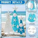 3 Pcs Coastal Christmas Tree Decor Wooden Beach Themed Seashell Starfish Shell Small Christmas Tree Decorations for Coastal Ornaments Ocean Theme Holidays for Indoor Home Xmas (Mixed)