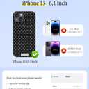 Compatible with iPhone 15 Case, with Polka Dot Aesthetics Design Simple Case for Women Girl, Cute Fashion Soft TPU Slim Protection Phone Case for iPhone 15 6.1'' - Black