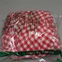 Red Plaid Ruffled Table Cloth Round Cover, 100% Washed Cotton Farmhouse Checker Gingham Vintage Decorative Tablecloth -Dia.70in