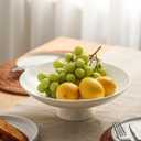 Kanwone Large Fruit Bowl for Kitchen Counter - Decorative Bowls for Home Dcor - Ceramic Fruit Bowl, Pedestal Bowl - Modern Key Bowl for Entryway Table - 11.5 Inches, White
