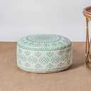 MOCOFO Unstuffed Round Pouf Covers Boho Colorful Geometric Ottoman Pouf Cover with Handle Design,Decoration Footstool for Living Room,Bedroom,Patio (Light Green,18x18x8)