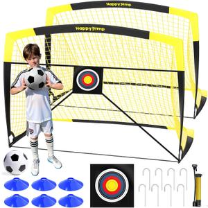 Happy Jump 7x5 FT & 5x3.6 FT Portable Soccer Goal for Youth Players Ages 614, Large-Frame Design Built for Long-Term Development, Easy Setup for Backyard, Park or School Training