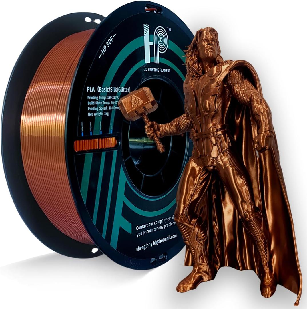 PLA Filament, Silk PLA, 3D Printer Filament, PLA Filament 1.75mm Dimensional Accuracy +/- 0.02mm, 1KG Spool (2.2 lbs), Fit Most FDM Printer (Silk Copper) PLA Filament, Silk PLA, 3D Printer Filament, PLA Filament 1.75mm Dimensional Accuracy +/- 0.02mm, 1KG Spool (2.2 lbs), Fit Most FDM Printer (Silk Copper)