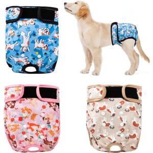 3Pack Reusable Diapers for Female Dog, Washable Diaper for Doggie,Highly Absorbent Dog Diaper,Adjustable Leakproof Puppy Diapers Skirt for Heat,Incontinence,Period Doggy Nappies M